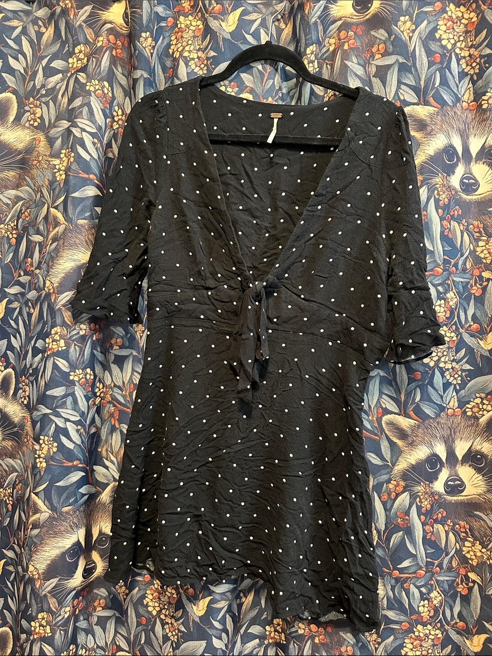 Free People Black White Polka Dot Tunic/ Mini Dress Size 12